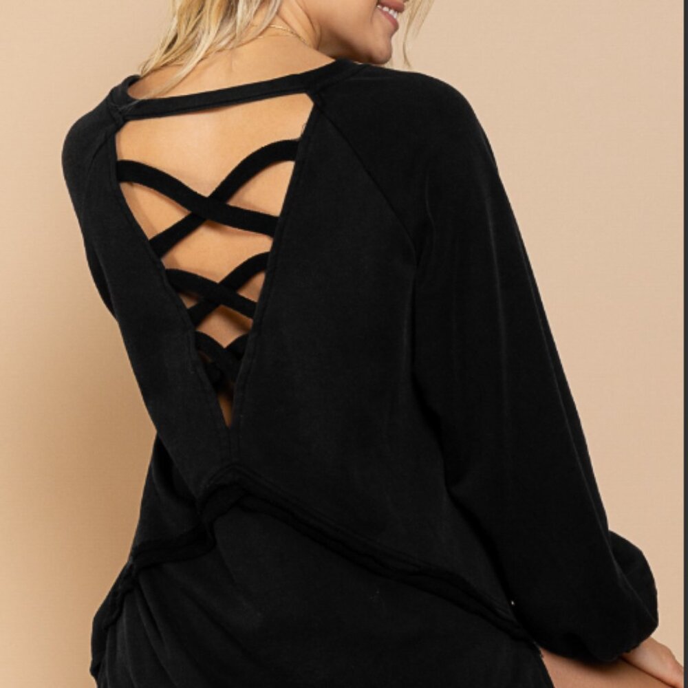 #106 POL French Terry Cross Strap Top